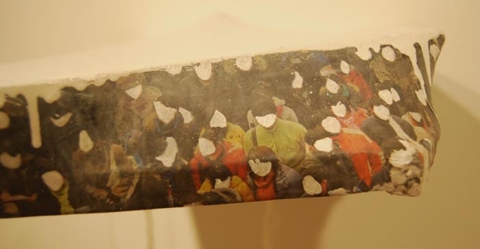 Saad Qureshi A SHAMEFUL LAND 2010 Oil and photographs on canvas 2.5 x 20 x 19 in.