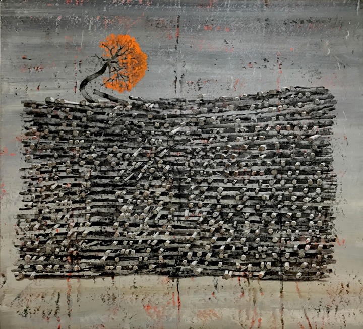 G. R. Iranna Light in Hidden Ash, 2016 Acrylic on tarpaulin 60 x 66 in
