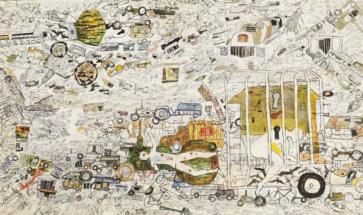 M. Vijitharan Untitled (1) 2016 Mixed media on paper 18 x 31 in.
