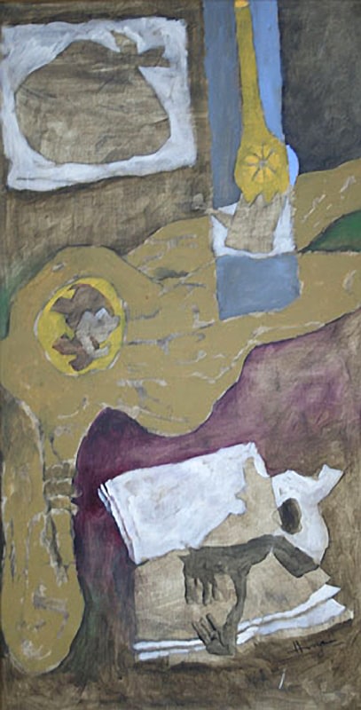 M. F. Husain Autpbiography V 1996 Acrylic on canvas 47 x 23 in.