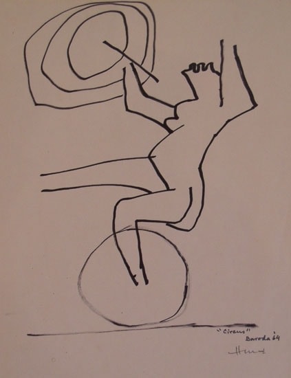 M. F. Husain CIRCUS SERIES 1 1964 Marker on paper 11 x 8.5 in.