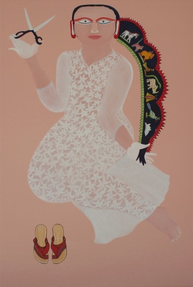 Rekha Rodwittiya From The Series: Love Done Right Can Change The World (Cream) 2015 Oil and acrylic on canvas 72 x 48 in.