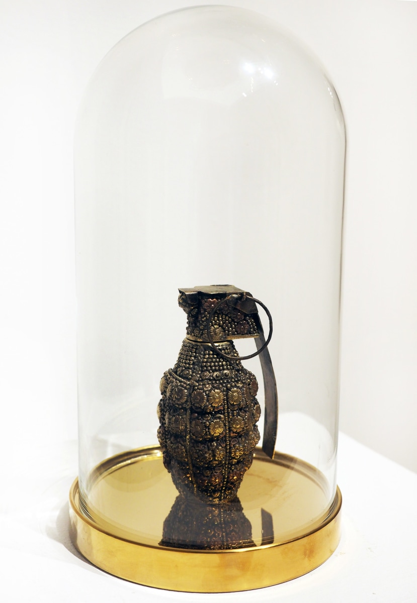 P.D. Pulak Untitled (For a pretty small explosion) Shola flowers, brass Dimensions variable