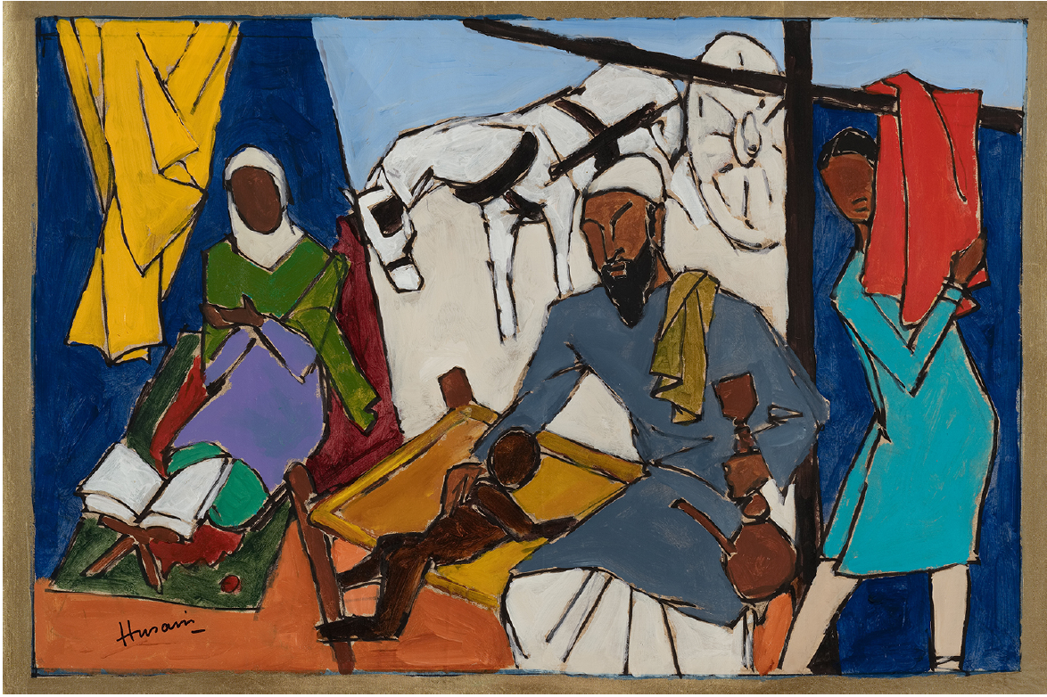M.F. Husain Untitled (Grandfather) 2000 Acrylic on canvas 26 x 40 in.