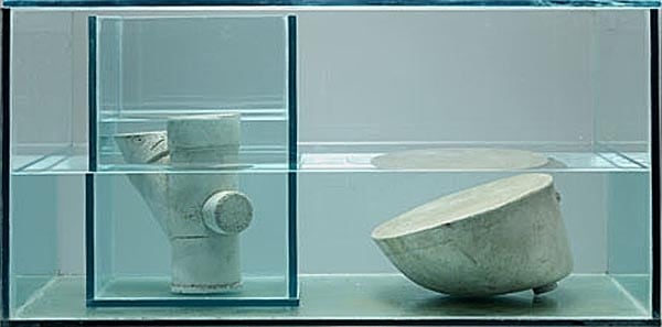 Atul Bhalla GRIEF 2007 Installation in Yamuna sand, cement, water, gravel and glass 48 x 36 x 24 in.