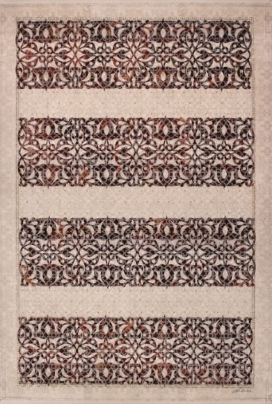 Anila Quayyum Agha I Will Find The Flowers 2016 Mixed media on paper (Laser-cut patterns on paper with mylar, encaustic, embroidery, and pink and silver beads) 29 x 29 in.
