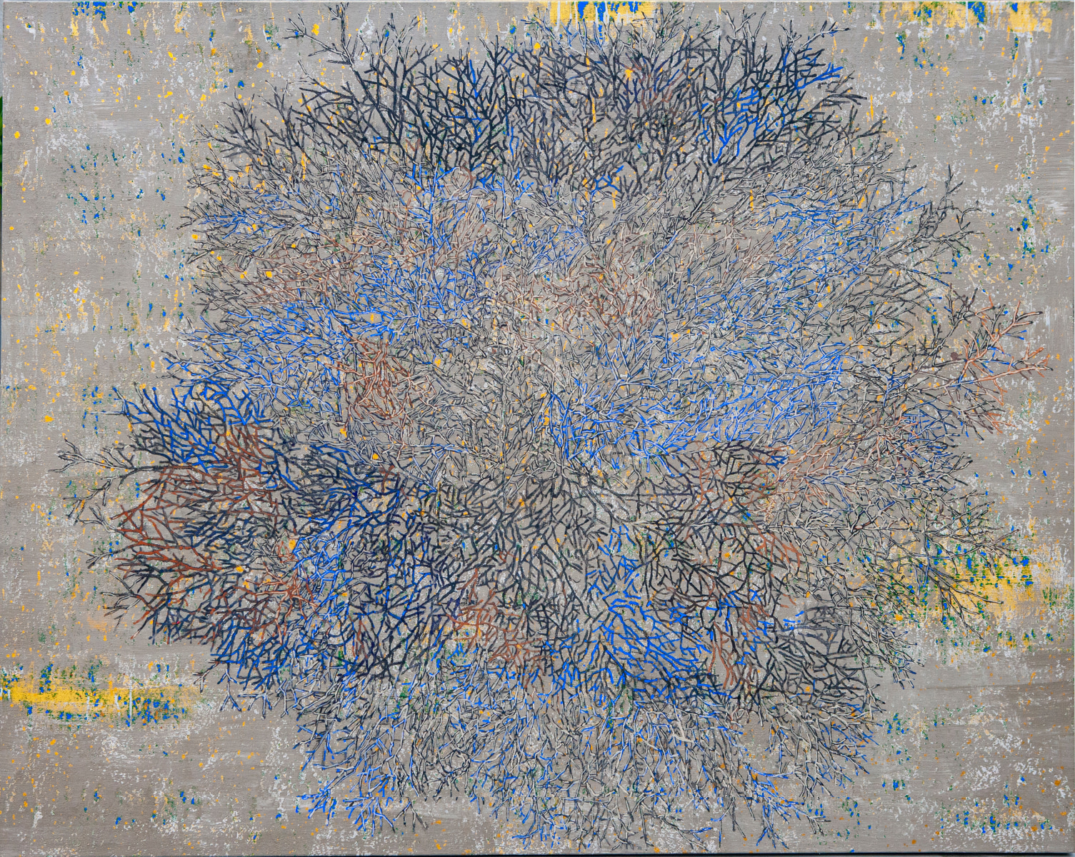 G. R. Iranna Who Shall I Desire When Emotions Merge Into Ash, 2021 Acrylic on tarpaulin 66h x 84w in