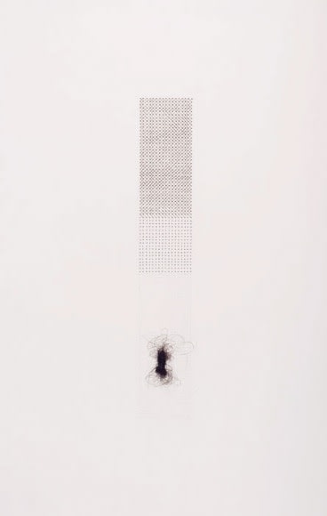 Rehana Mangi UNTITLED 1 2008 Human Hair on wasli 20 x 13 in.