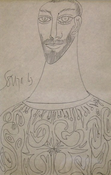 F.N. Souza Untitled (Portrait of a Man) 1963 Ink on paper 12.5 x 8 in.