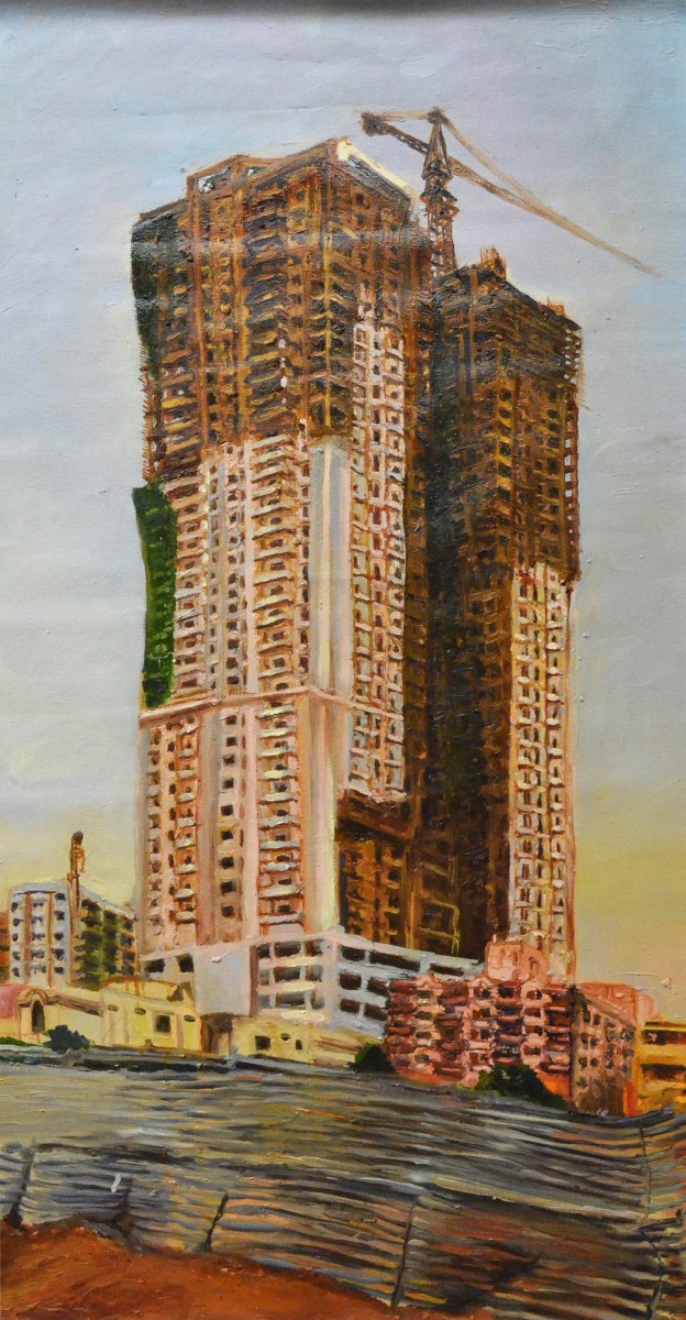 Veera Rustomji, A New Aspiration, 2018, Oil on canvas, 45 x 25 in