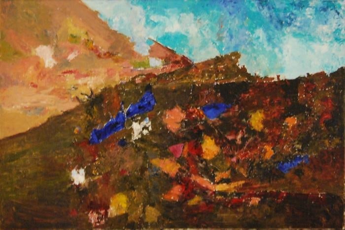 Ram Kumar UNTITLED LANDSCAPE (VILLAGE) 2009 Oil on canvas 24 x 36 in.
