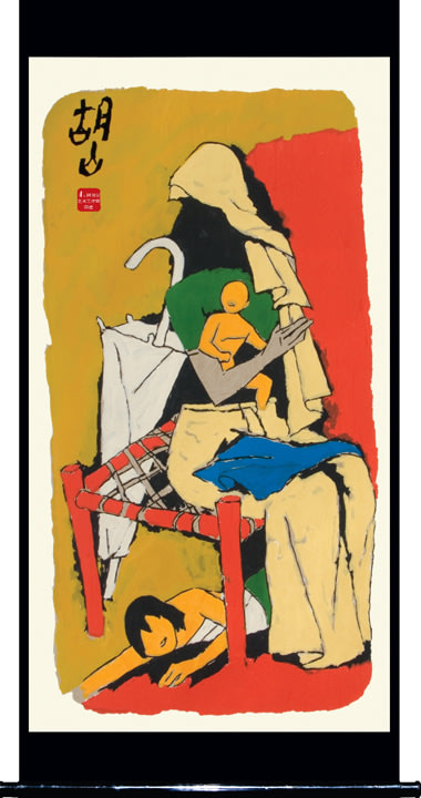 M. F. Husain MOTHER - XIV 2007 Screenprint in 16 colors 84 x 40 in.