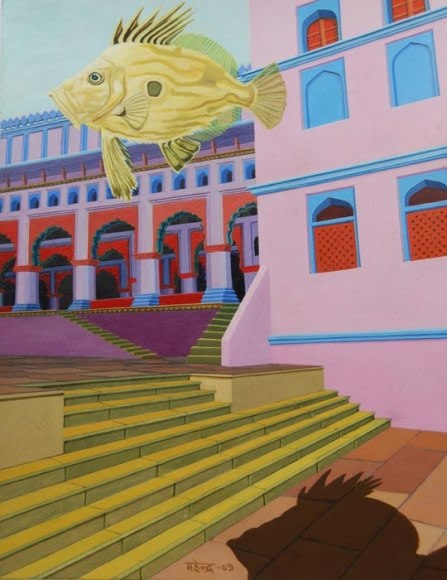 Mahendar Soni VISITOR FROM SARYN 2008 Acrylic on Paper 6.9 x 8.9 in. NFS