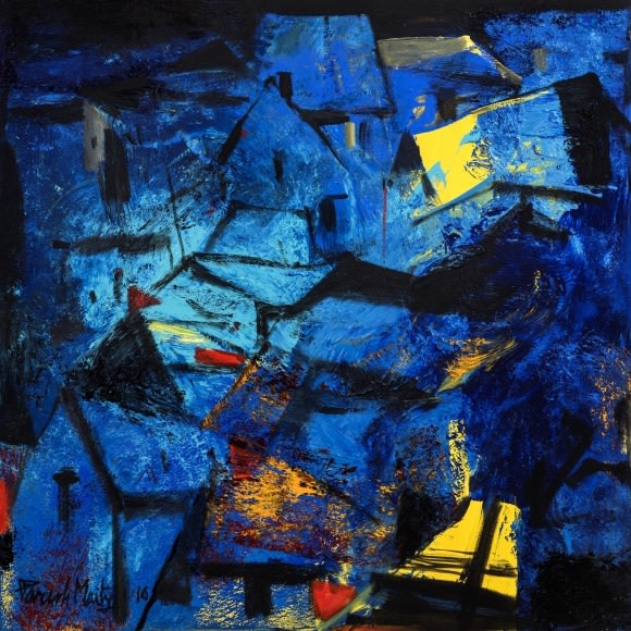Paresh Maity Urban Symphony II 2016 Oil & acrylic on canvas 48 x 48 in.