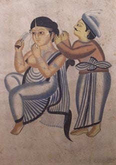 Kalighat Pat, Untitled #41, Watercolor on paper, 20 x 14 in