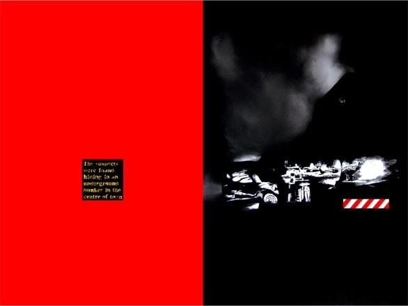 Rathin Kanji INVESTIGATION IS ON 2008 Acrylic on canvas 72 x 96 in. (Diptych)