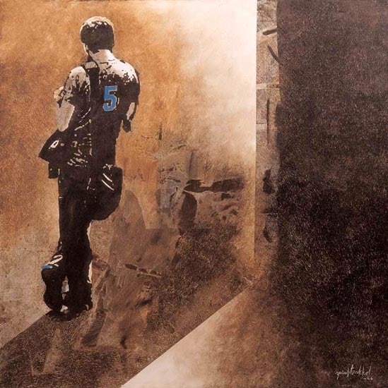 Yusuf Arakkal THE STREET - VI Acrylic and oil on canvas 48 x 48 in. SOLD