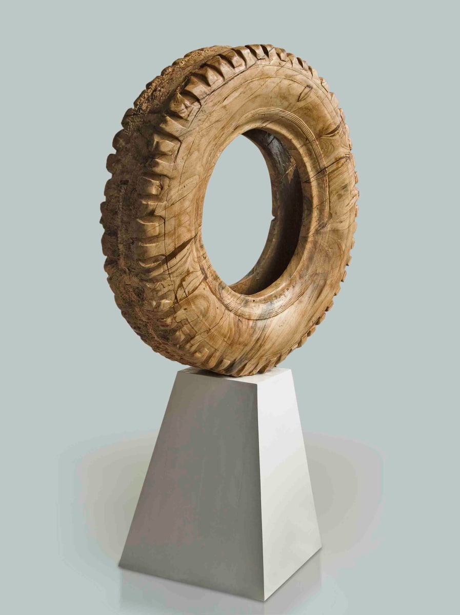 Debanjan Roy UNTITLED (LARGE TIRE) 2012 Wood 38 x 36 x 8 in.