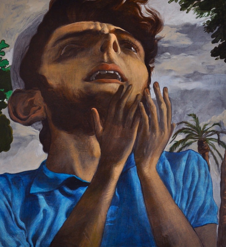 Salman Toor, The Believer with Cap, 2013, Oil on linen, 29 x 27 in
