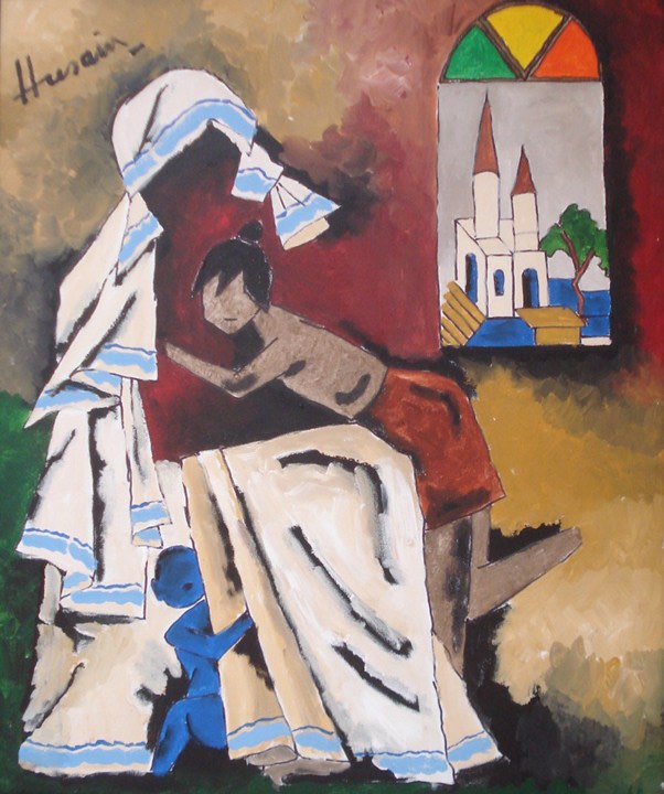 M.F. Husain UNTITLED (MOTHER TERESA SERIES) 2002 Acrylic on canvas 36 x 30 in.