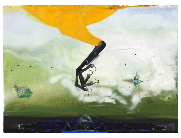 Anandajit Ray INTERCEPT 2009 Watercolor, gouache, aquarelle pencil, dry pastel on paper 30 x 41 in.