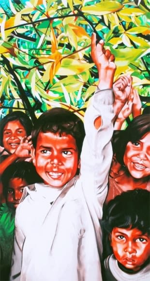 Binoy Varghese REFUGEES / THEIR OWN LANDS - II 2009 Acrylic on canvas 78 x 42 in.