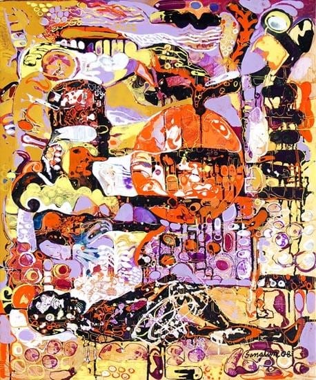 Sanatan Saha UNTITLED (ORANGE ORB) 2008 36 x 30 in.