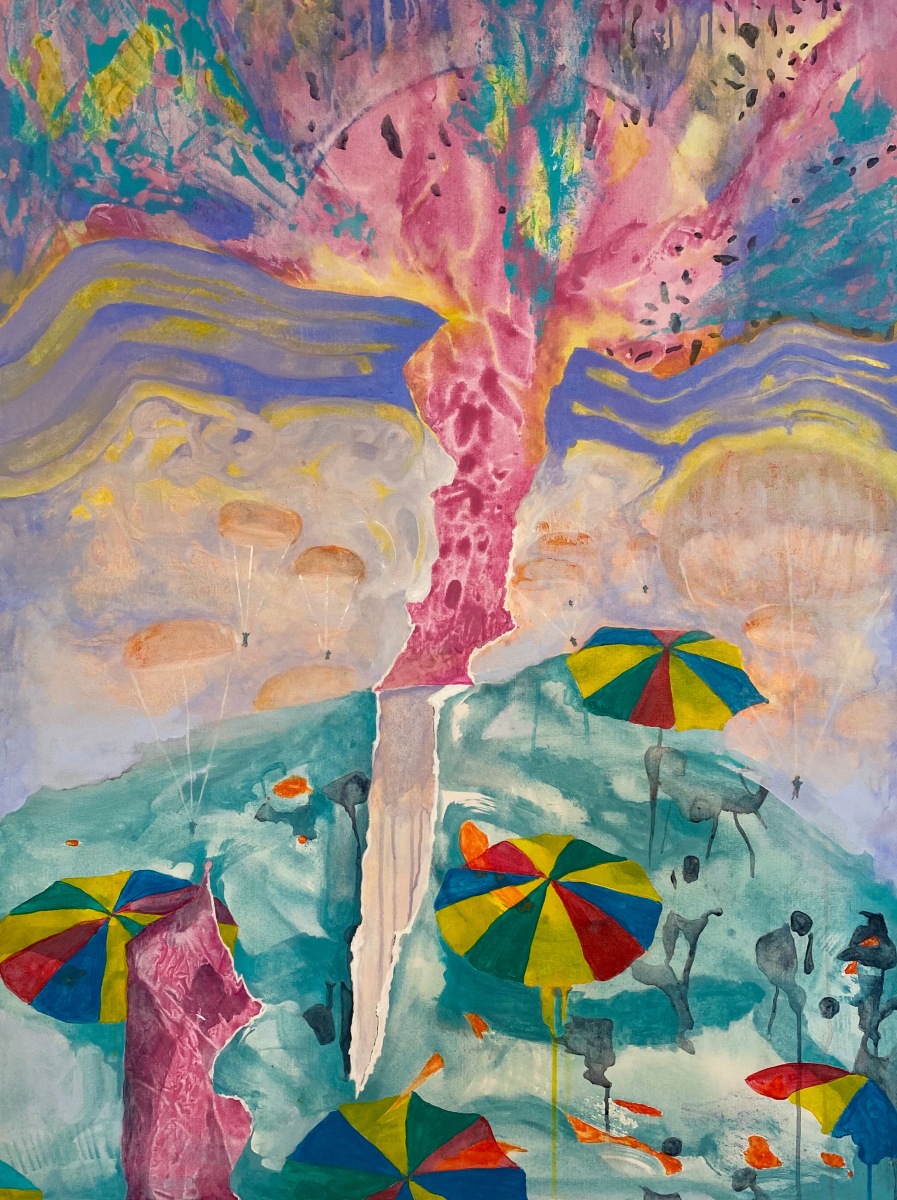 Nitin Mukul Parasolipsism, 2021 Oil and acrylic on canvas 48h x 36w in