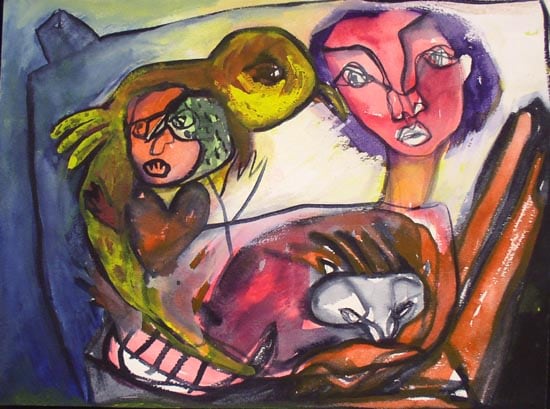 Rekha Rodwittiya UNTITLED (PINK HEAD) Ink and watercolor on paper 12 x 16 in.