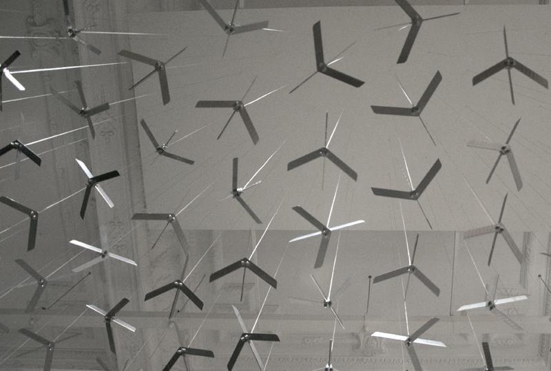 Abdullah M. I. Syed THE FLYING RUG OF DRONES (Ed. of 3) 2009 Box-cutter knife blades and stainless steel 48 x 96 in.