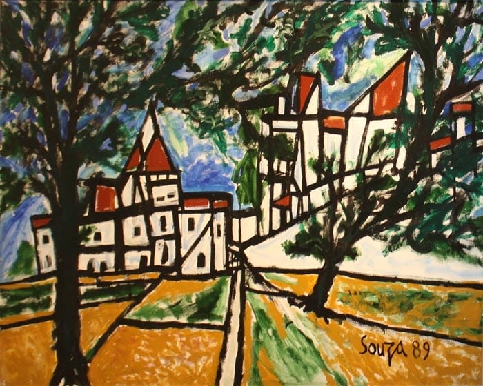 F.N. Souza Goa Landscape 1989 Oil on canvas 48 x 60 in.