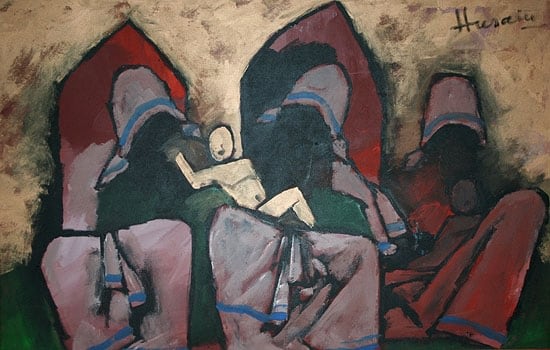 M. F. Husain MOTHER THERESA Oil on canvas 37.5 x 60 in.