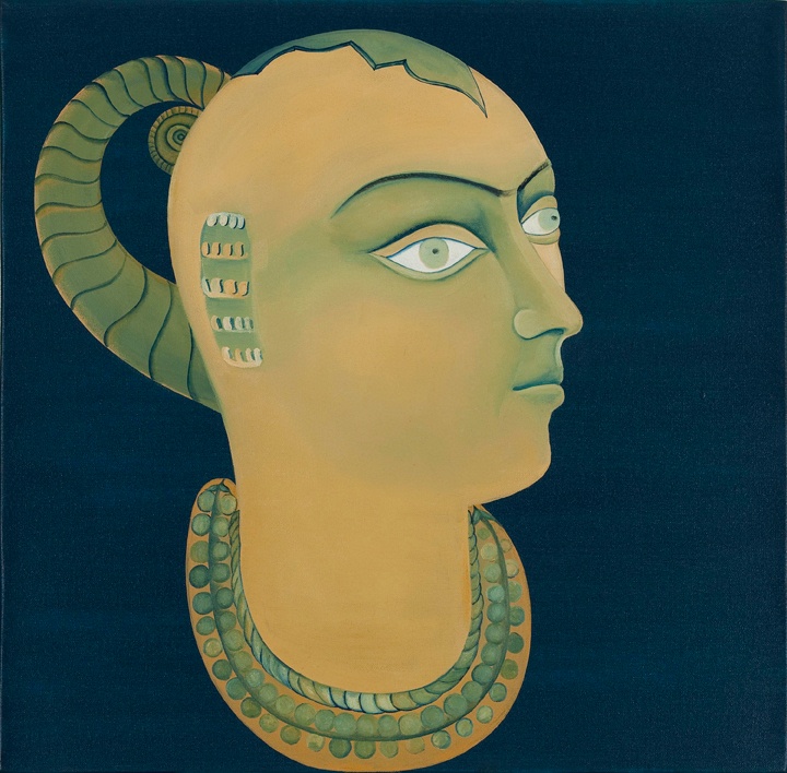 Rekha Rodwittiya Nayika (Blue) 2009 Acrylic and oil on canvas 24 x 24 in.