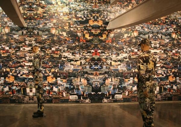 Vibha Galhotra NEO CAMOUFLAGE 2009 Digital Print on vinyl and fabric and mannequins