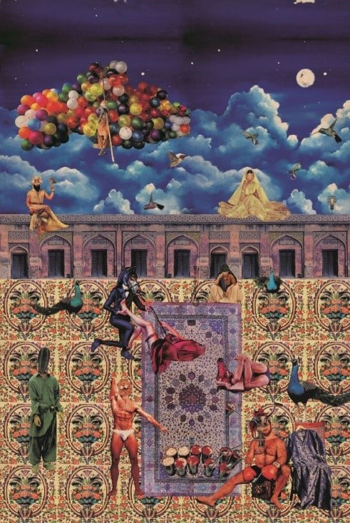 Intricate almost ornate, queer reinterpretation of the standard prayer rug.