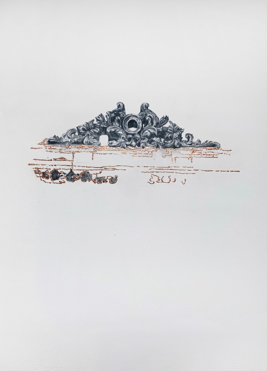 Najmun Nahar Keya Corinthian Dhaka (31) Charcoal, graphite, rabbit skin glue, copper, on Fabriano archival paper 28 x 20 2019