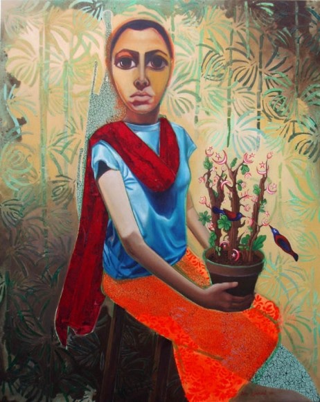 Sana Arjumand PLANTING MY FAITH 2007 Mixed media on canvas 60 x 48 in. SOLD