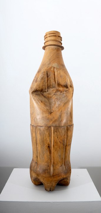 Debanjan Roy, Untitled (Soda Bottle), 2013, carved wood, 30 x 8.50 x 7.50 in