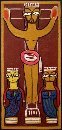 Jamini Roy CRUCIFIXION 2 Tempera on board 18 x 9 in. SOLD