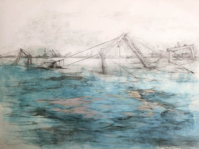 Naiza Khan RESTORE THE BOUNDARIES II 2007 Charcoal, conte and acrylic on fabriano 59 x 79 in. SOLD