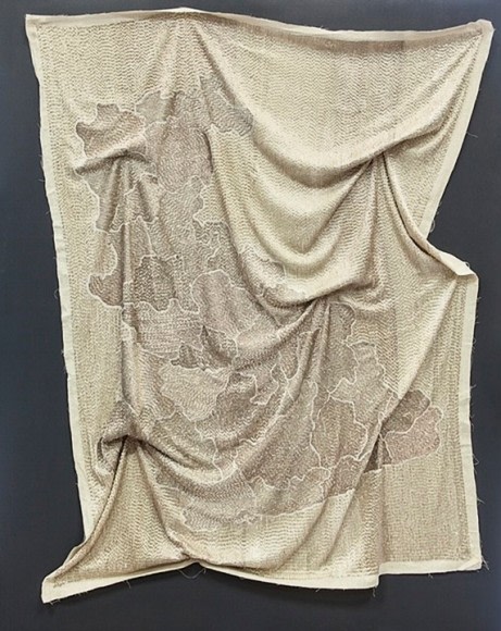Revati Singh Mehnga Chaddar (An Expensive Sheet) 2014-2016 Cotton cloth, 99% pure sterling silver 59 x 43.5 in.