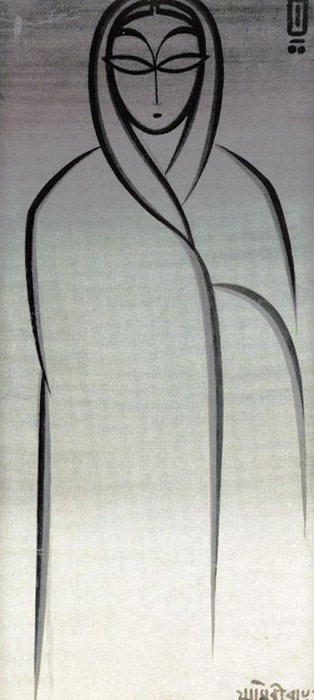 Jamini Roy Woman 24 x 8.5 in. Tempera on paper Estimate - $20,000 - $25,000