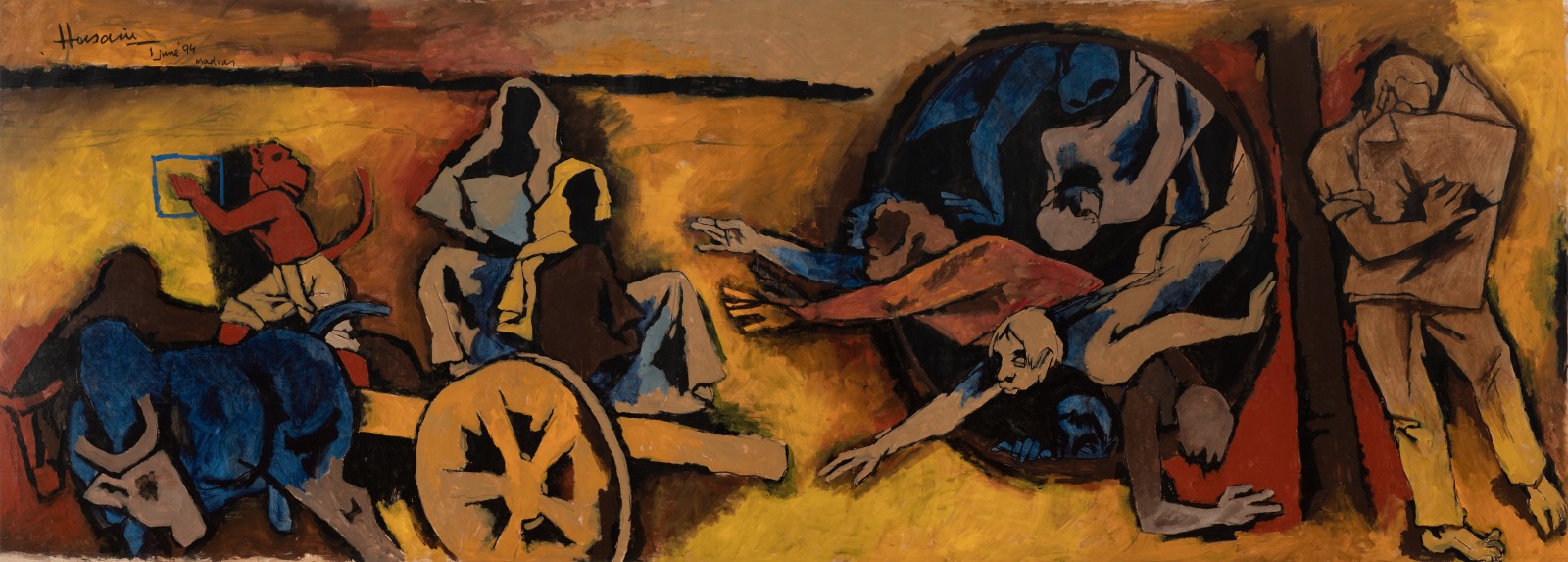 M. F. Husain Beyond Theora 1994 Acrylic on canvas 72 x 194 in