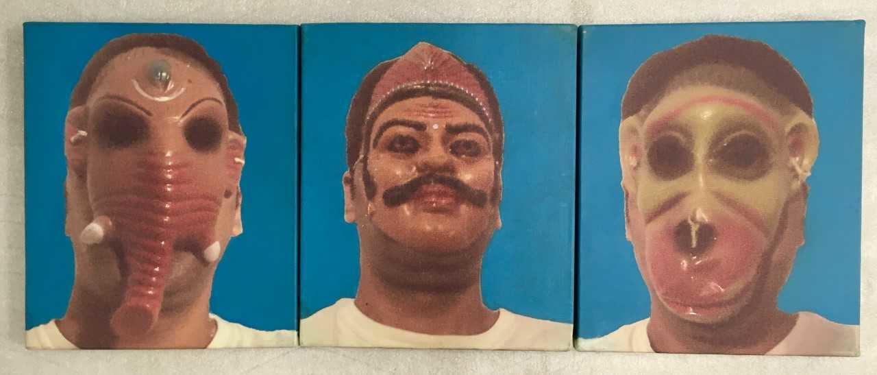 Nitin Mukul Untitled Triptych (three faces) 2003 C-print and Acyrlic on canvas 12 x 30 x 1.13 in