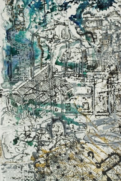 Jayashree Chakravarty UNTITLED 2 (CONSTRUCTING THE PRESENT) 2009 Acrylic and oil on canvas 120 x 69.2 in. NFS