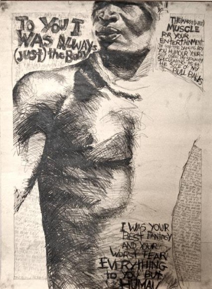 Keith Piper Body Type 1&2 1982 Ink on paper 36 x 48 in each