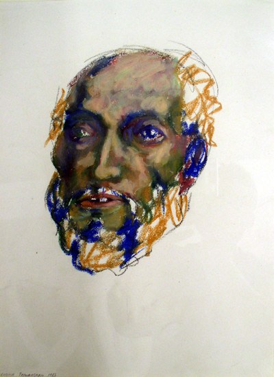 Sudhir Patwardhan, Untitled (Bearded Man), 1983, Pastel and paint on paper, 27.75 x 21.75 x 1.19 in