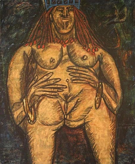 F.N. Souza BLUE NUDE 1963 Oil on canvas 57 x 47 in.