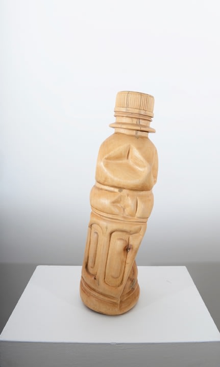 Debanjan Roy, Untitled (Water Bottle), 2013, carved wood, 20.50 x 6.50 x 6 in