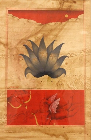 Asif Ahmed UNTITLED (BLUE FLOWER) Gouache on wasli 12 x 8 in.